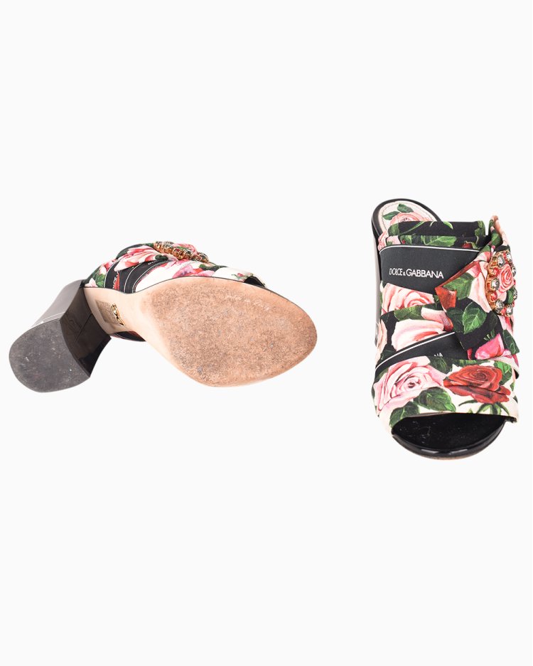 Sandália Dolce & Gabbana Original Floral Fabric Crystal feminina